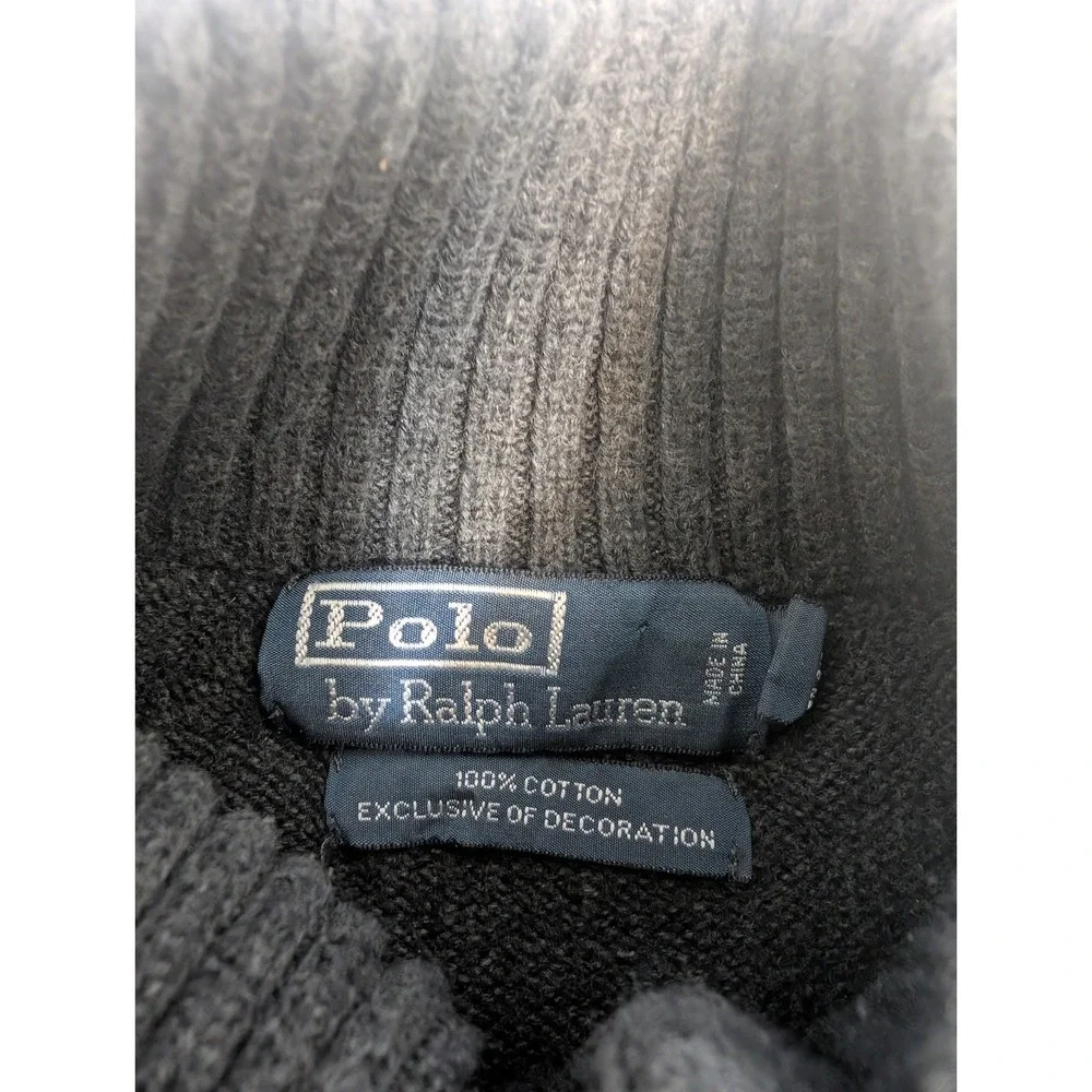 Polo by Ralph‎ Lauren Gray Knit High Neck Button Sweater Size M